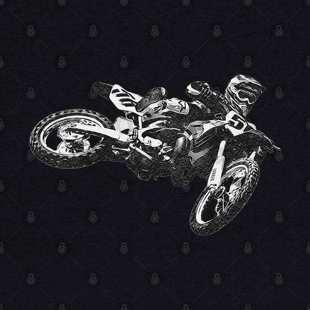 Motorcross or cross hatch drawing mx biker by Guntah